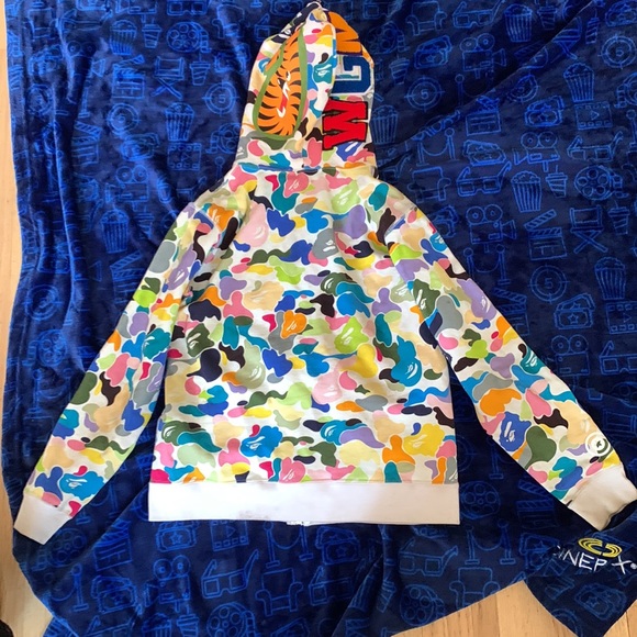 A Bathing Ape / bape-multi-camo-shark-full-zip-hoodie-white small - Picture 11 of 16